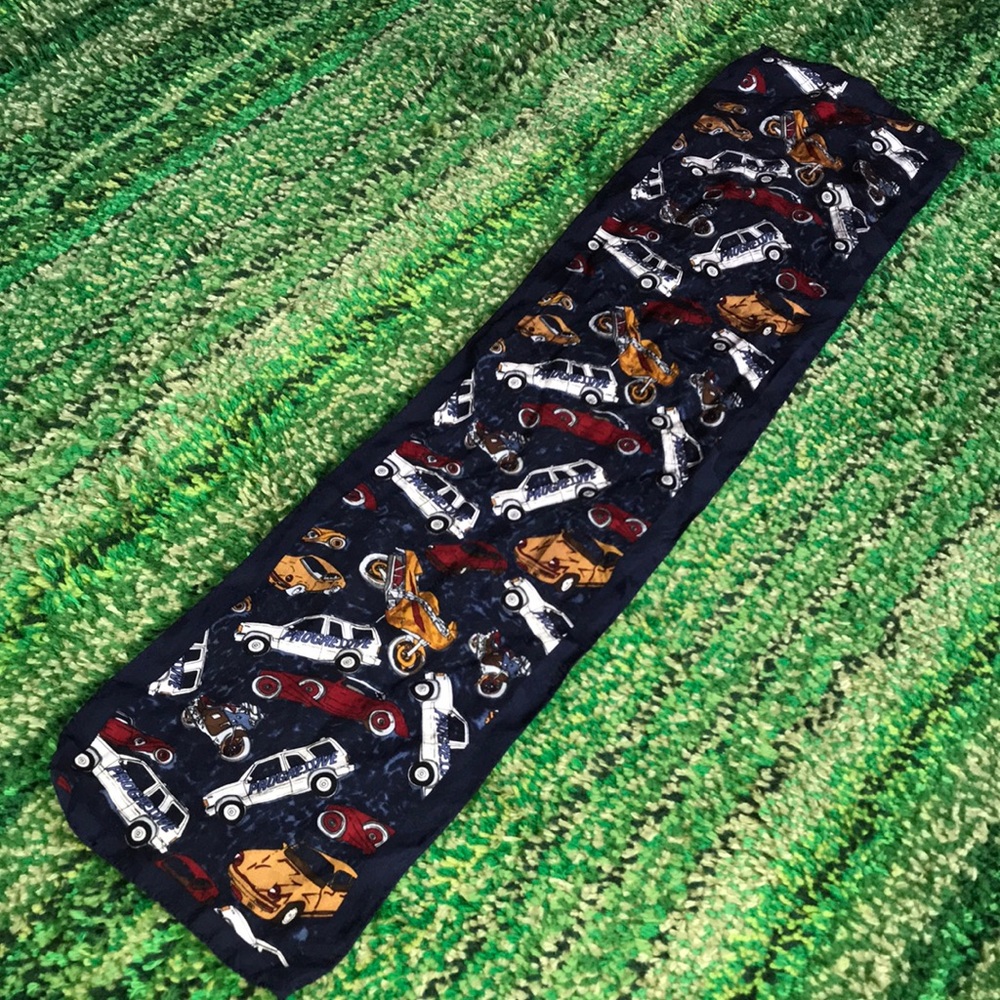 Progressive Navy Cars & Motorcycles Printed Fashion Scarf 24x6